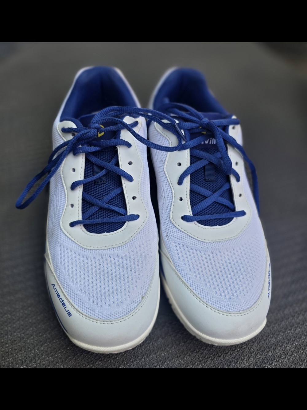 Men's Athletic Sneakers in White with Blue Accents
